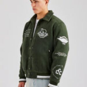 NWT: VARSITY HARRINGTON BOMBER JACKET - GREEN size M